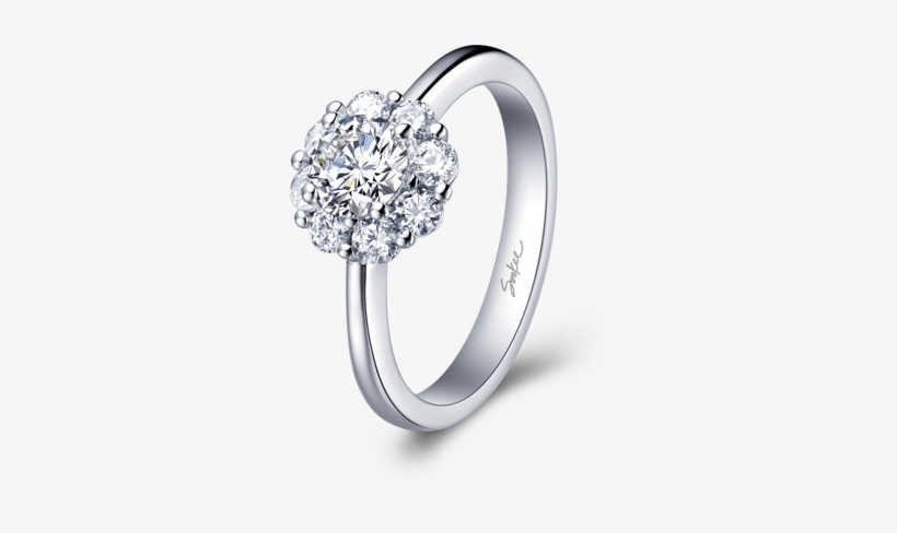 Blossom - Great 3ct Round Diamond Silver Ring White Gold Finish, transparent png
