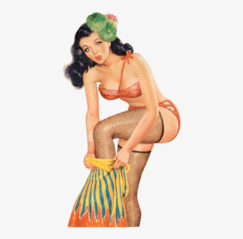 The Gods Were Feeling Risqué When They Created Vera - Pinup Brunette Putting On Her Clothes Poster Print, transparent png
