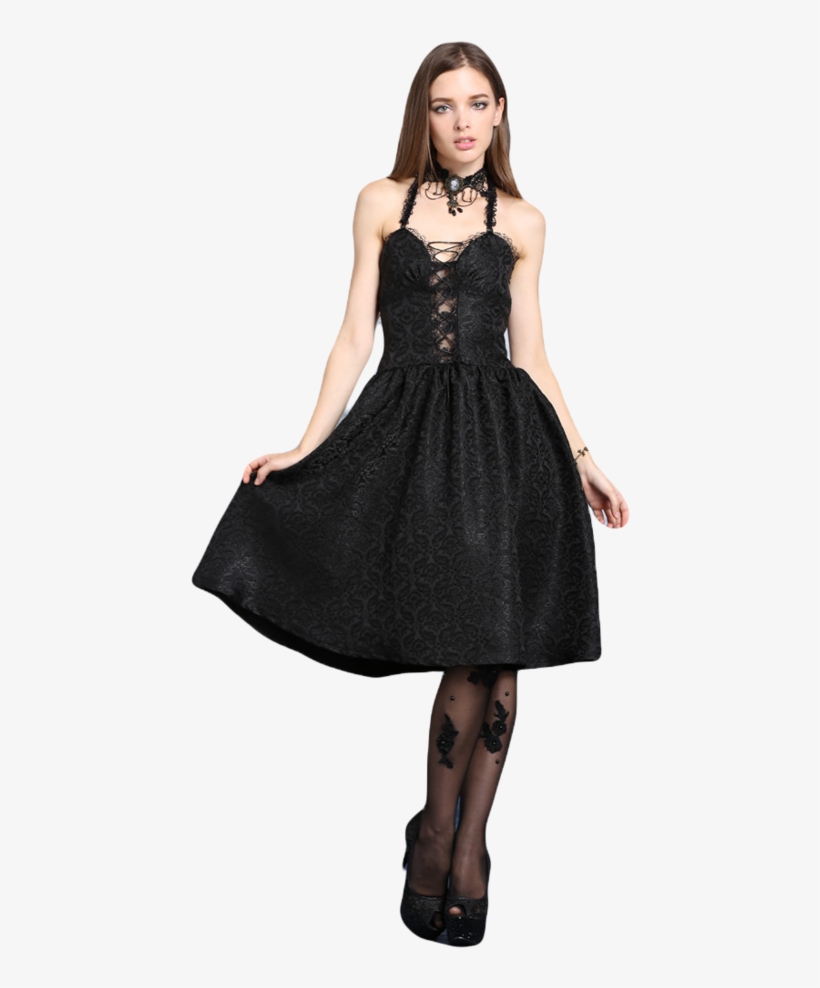Dw041 Black Lolita Dress With Around Neck Design - Boat Neck Dress With Collar, transparent png