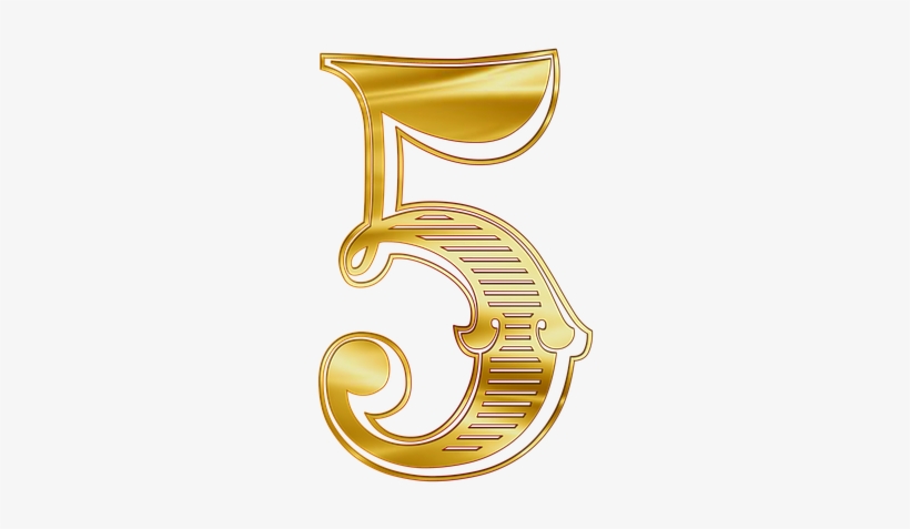 Stylish Printable Numbers 0-9 Gold - Numero 5 En Dorado Png, transparent png