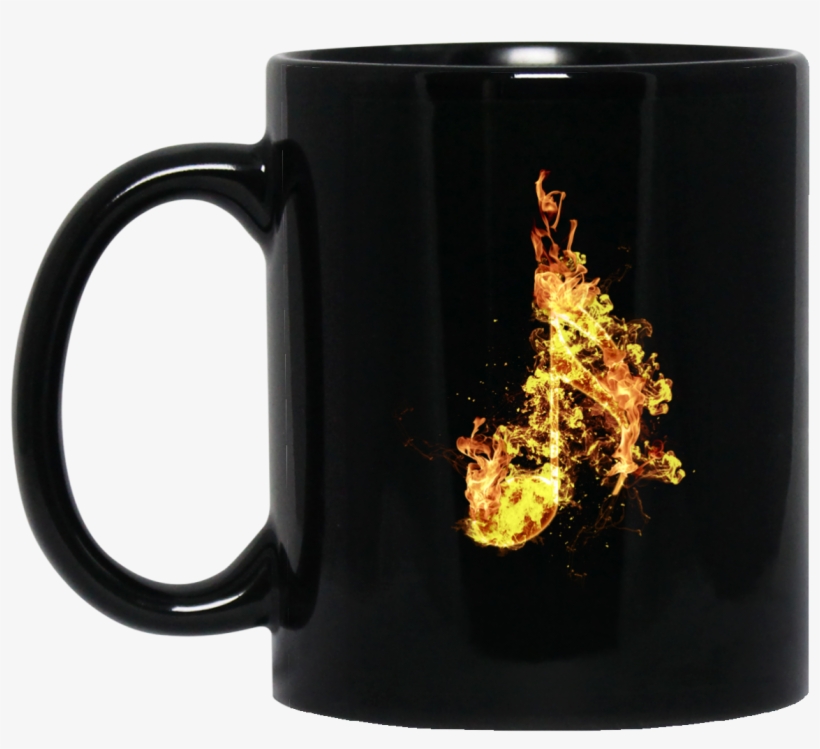 Fire Sixteenth Note Mug - Blank Black Mug, transparent png