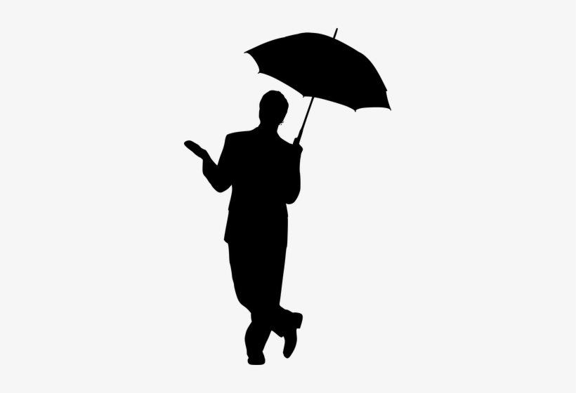 Silhouette, Man, Umbrella, Business - Man With Umbrella Rain Png, transparent png