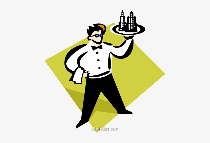Waiter With A Serving Tray Royalty Free Vector Clip - Garçom Vetor Png, transparent png
