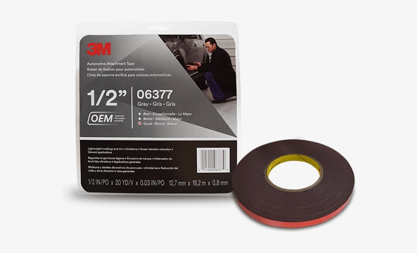 Cinta Adhesiva Gris - 3m Automotive Attachment Tape, Gray, 1/2" X 20 Yds., transparent png