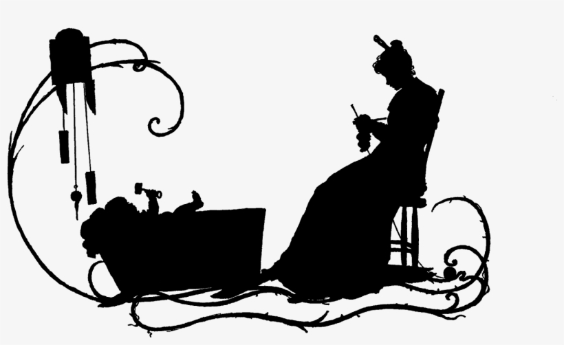 Victorian Baby Clip Art - Silhouette Baby In Cradle, transparent png