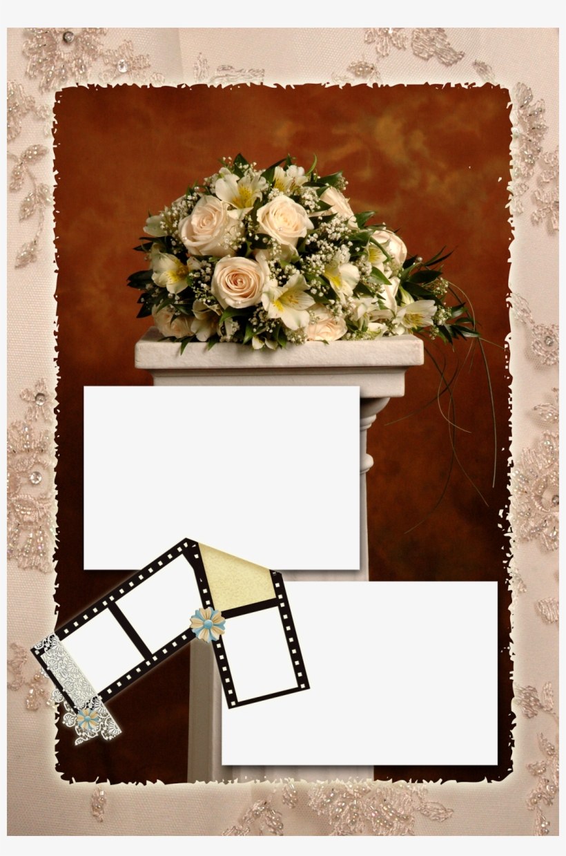 Marco De Bodas Con Ramos De Flores - Frames For Photoshop, transparent png