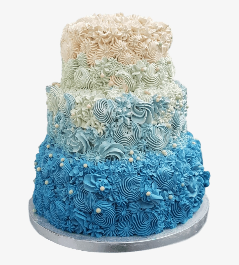 Ombré Blue Buttercream Swirl Wedding Cake - Cake, transparent png
