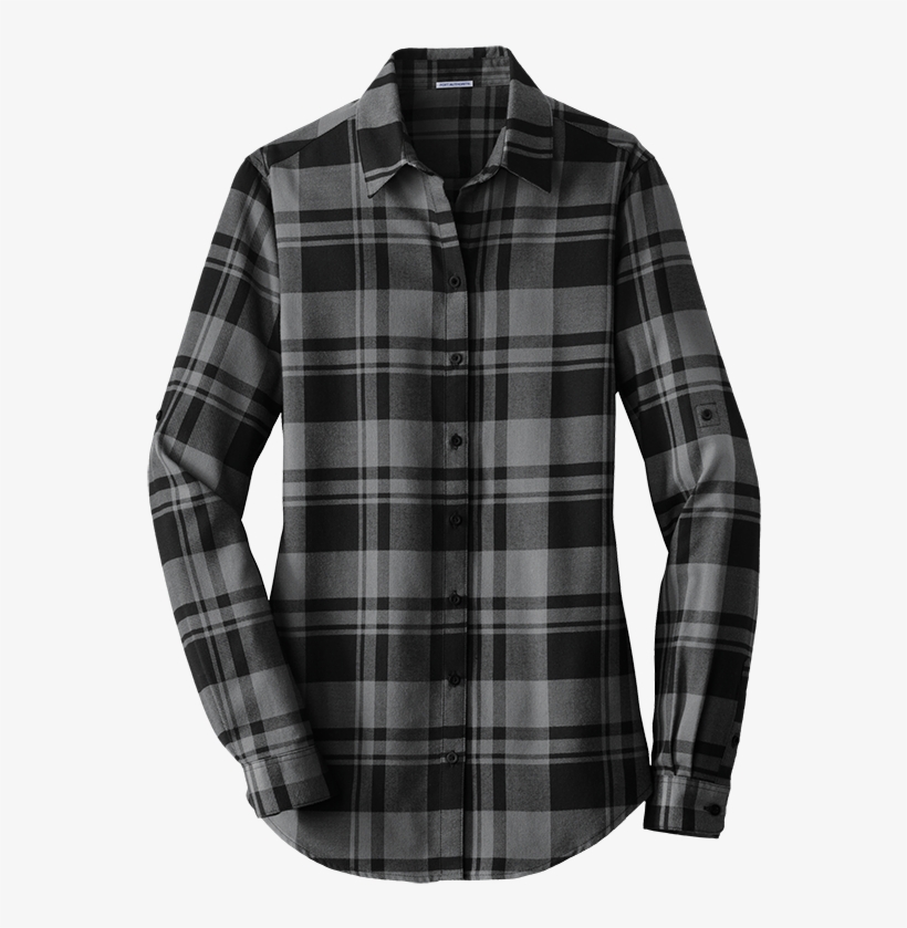 Ladies Fit Flannel. Grey And Black Plaid Monogrammed, transparent png