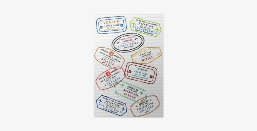 Passport Page With Travel Stamps - World Stamps Png, transparent png