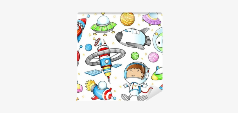Outer Space Spaceships And Astronaut Vector Set Wall - Little Spaceships And Littler Aliens Coloring Book, transparent png