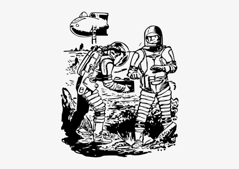 Two Astronauts From Danger N Deep Vector - Retro Comic Stainless Steel Travel Mug, transparent png