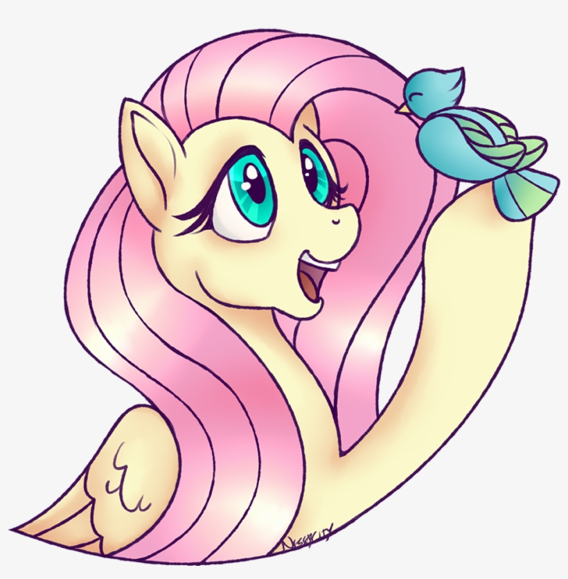 Nessacity, Bird, Bust, Fluttershy, Hoof Hold, Looking - Cartoon, transparent png