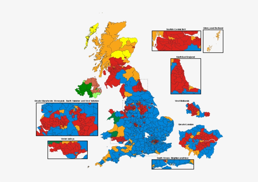 Mapa Dos Resultados Por Círculo Eleitoral - 2017 General Election Map, transparent png