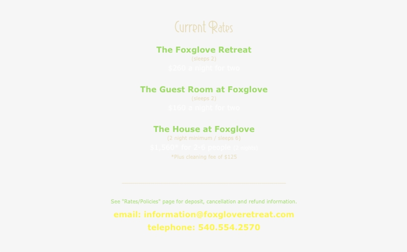 Current Rates The Foxglove Retreat $260 A Night Fo - C2i, transparent png