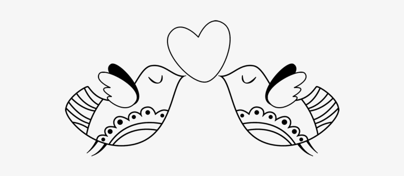 Dibujo De Pájaros Con Corazón Para Colorear - Pajaritos Enamorados Para Dibujar, transparent png