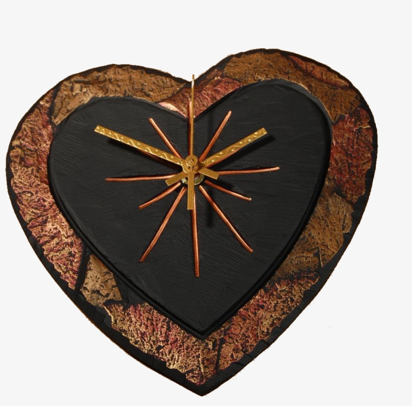 Slate Heart Clock - Hardwood, transparent png