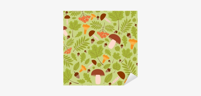 Leaves, Rowan Berries, Oaks Acorns And Mushrooms Background - Wallpaper, transparent png