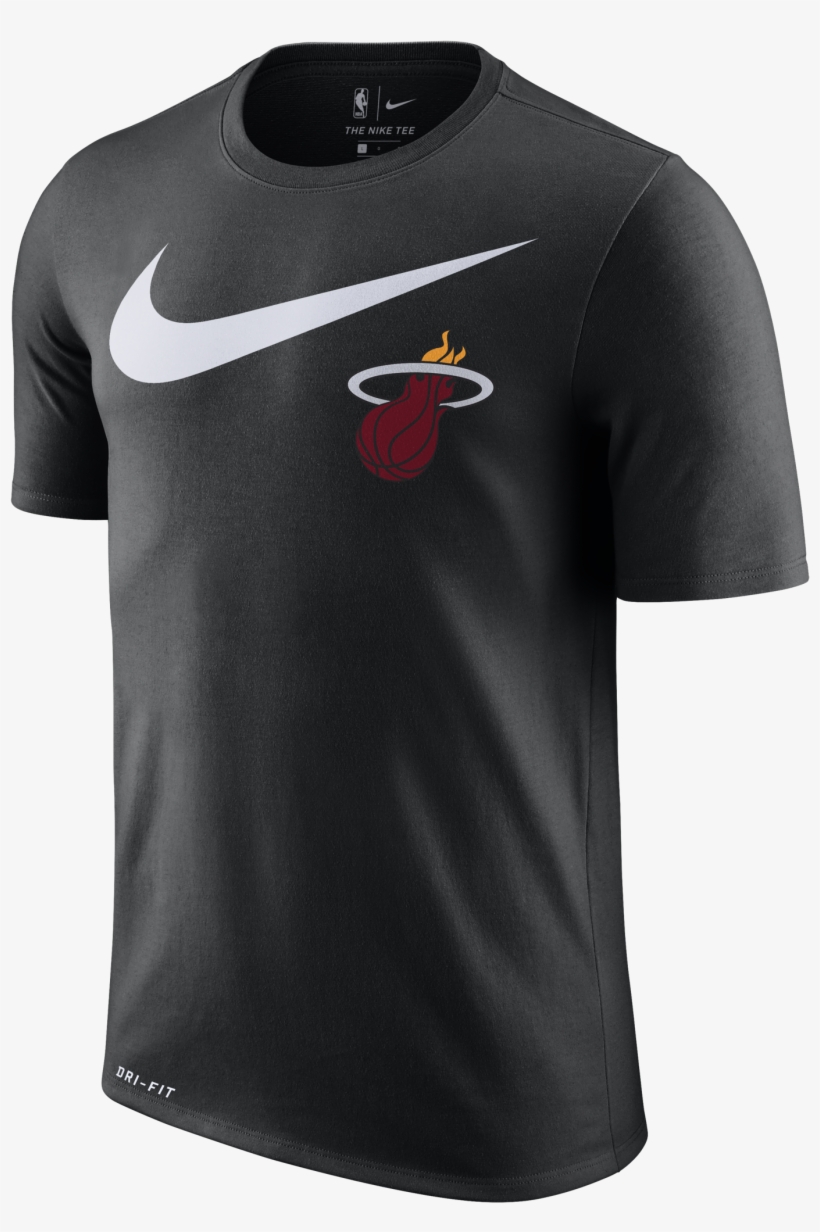 Nike Miami Heat Short Sleeve 2018 Swoosh Tee Black - Nba Logo Tank Top, transparent png