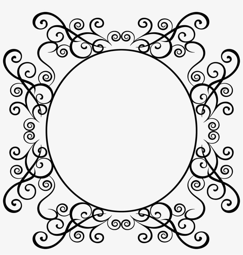 Oval Clipart Swoosh - Oval Flourish Frame 2, transparent png