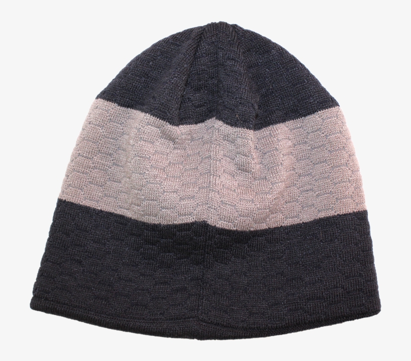 Beanie In Dark Navy W/grey Stripe - Hat, transparent png