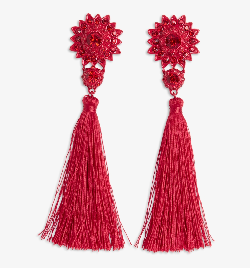 Earrings With Stones And Tassels Red - Earring, transparent png