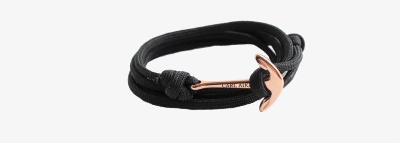 Carl August Rose Gold Anchor On Black Rope Bracelet - Rope Bracelet, transparent png