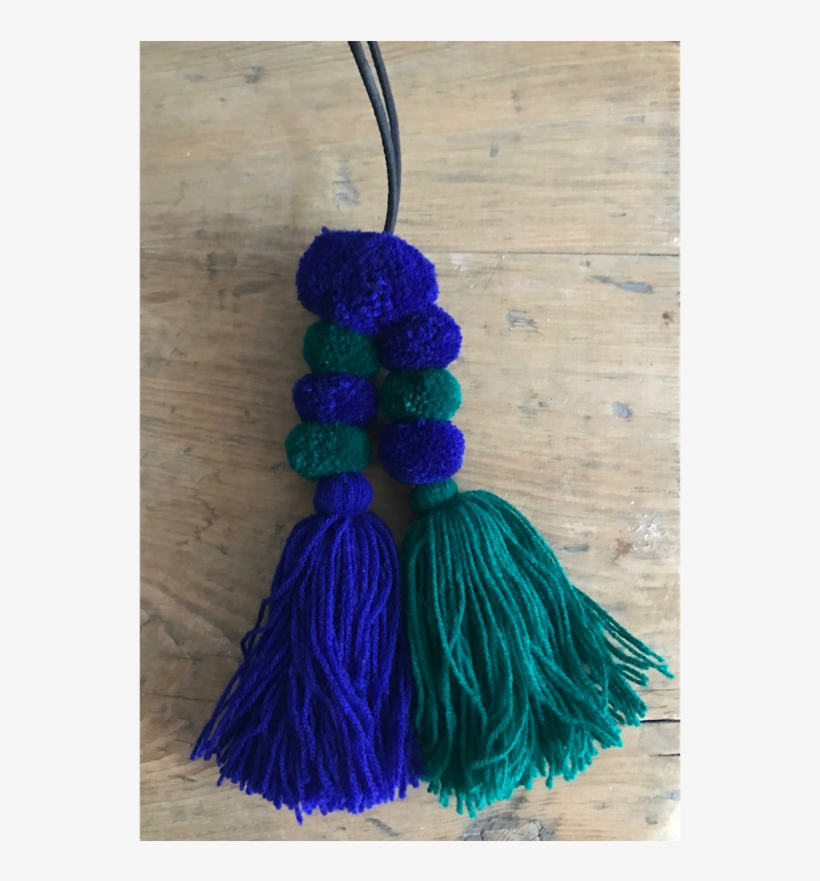 Stacked Pompom Tassel Accessory In Cobalt Blue & Forest - Tassel, transparent png