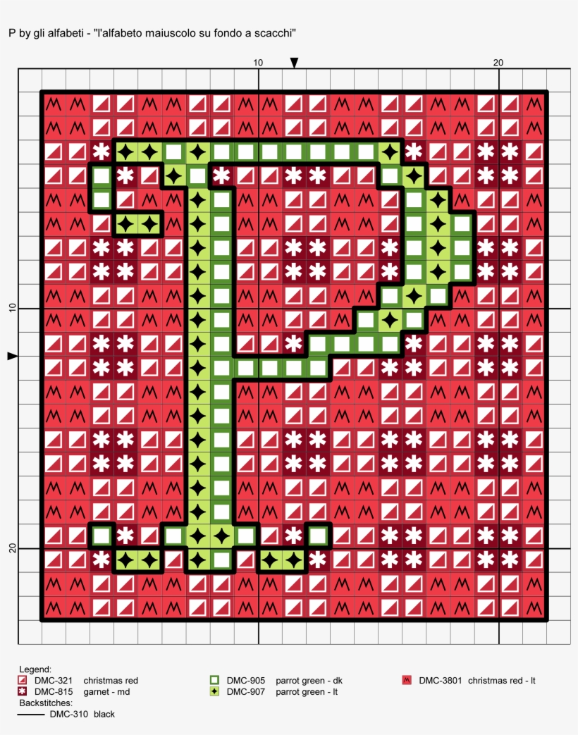 Uppercase Alphabet On Checkered Background Cross Stitch - Cross-stitch, transparent png