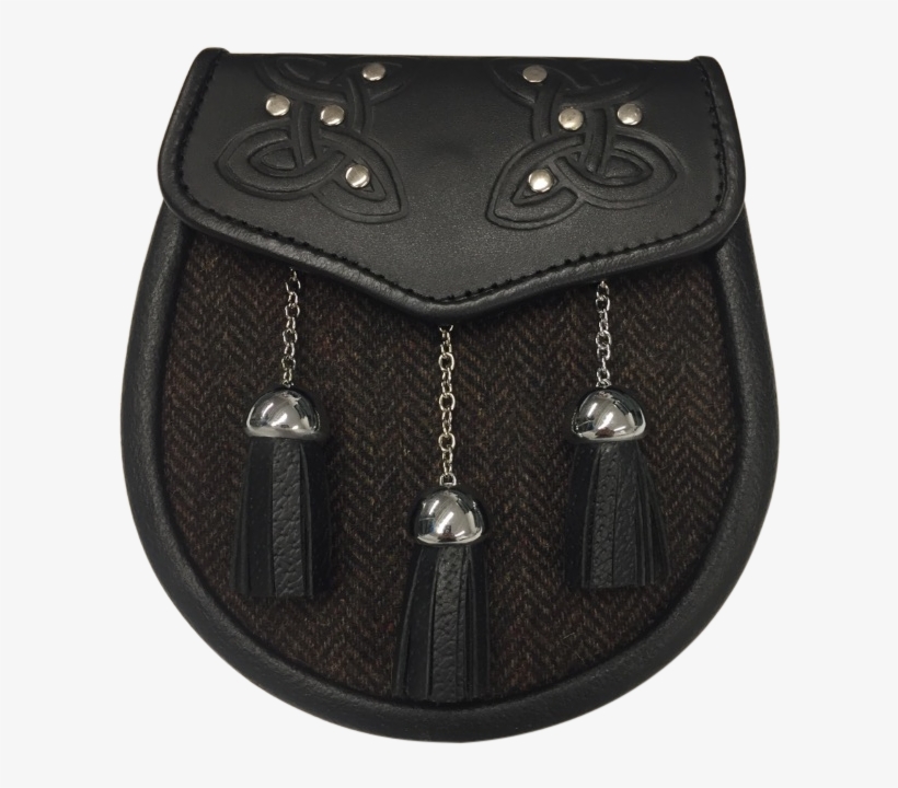 Tweed Sporran With Celtic Embossing/tassels - Leather, transparent png