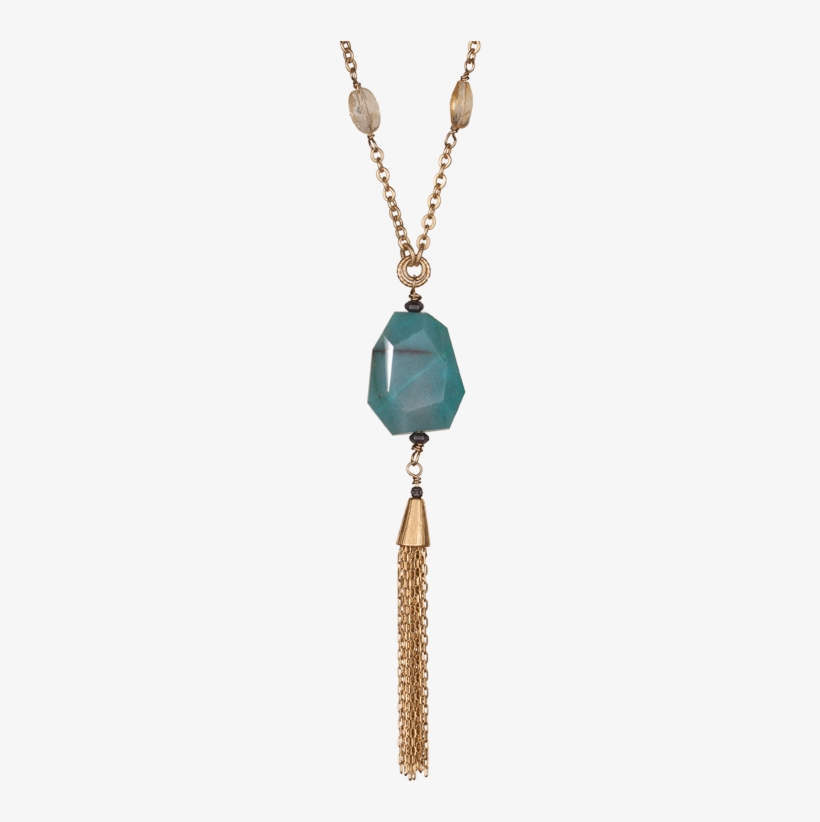 Citrine Chain And Chrysoprase Tassel Necklace - Necklace, transparent png