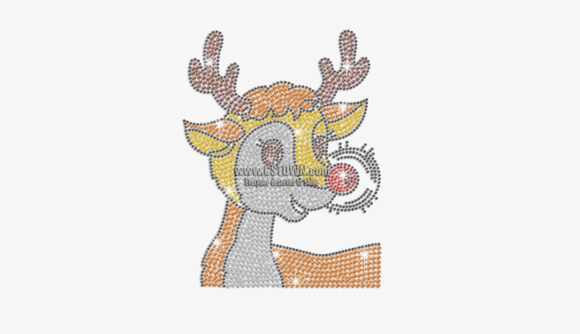 Cute Reindeer Iron On Rhinestone Transfer Decal - Deer, transparent png