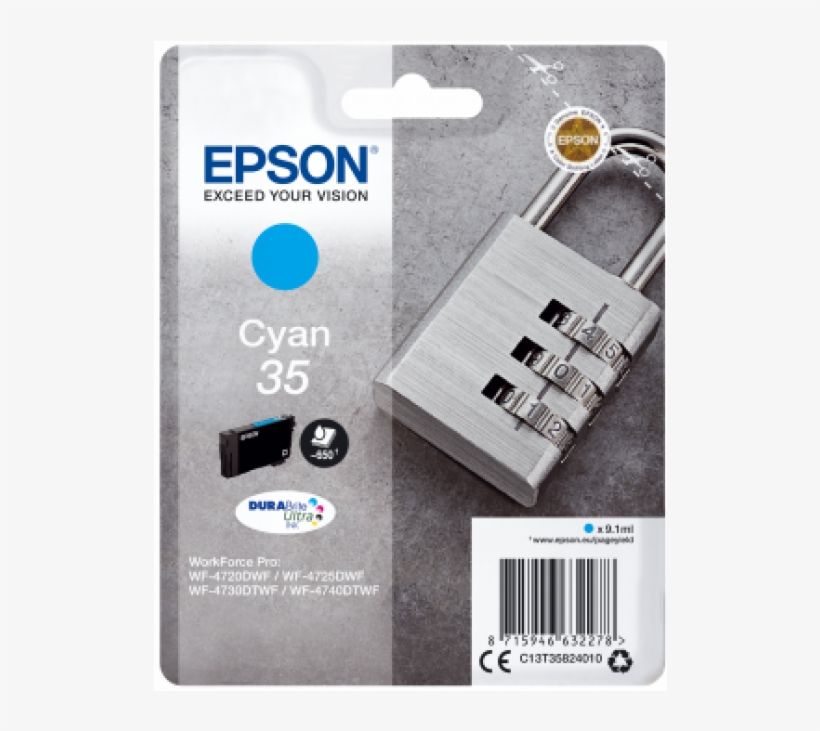 Tinteiro Epson 35 Azul Original Série Cadeado - Epson C13t35834010, transparent png