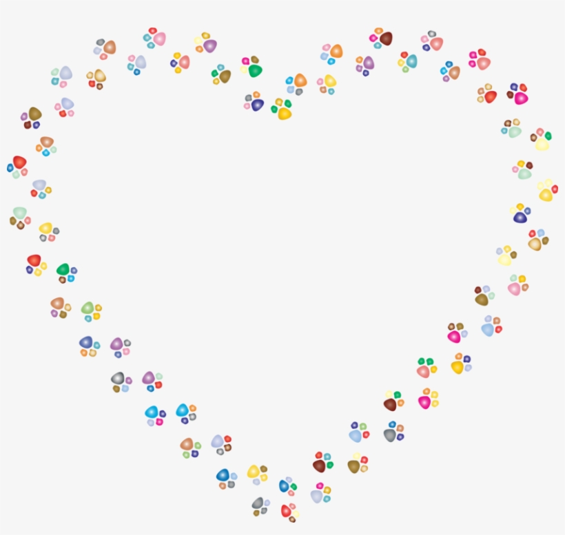 Paw Printing Dog Cat Heart - Colorful Paw Print Heart, transparent png