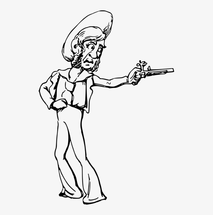 Weapon Pistol Gun Line Art Drawing - Cartoon, transparent png