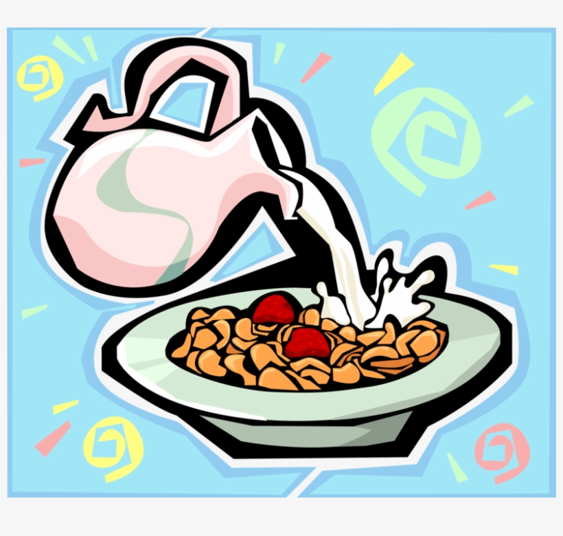 Vector Illustration Of Breakfast Cereal In Bowl With - Breakfast Menu Logo, transparent png