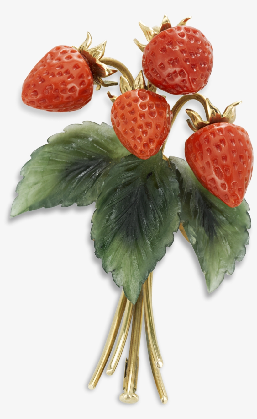 Carved Coral Strawberry Brooch - Coral Strawberries Brooch, transparent png
