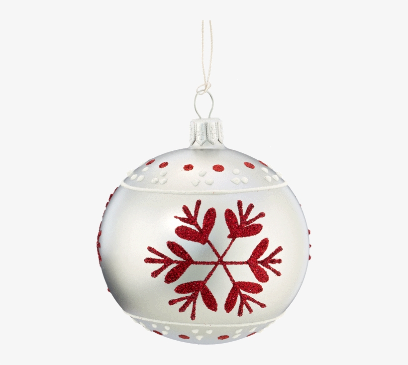 Christmas Ball Ornament White With Red Flakes, 8 Cm - Christmas Day, transparent png