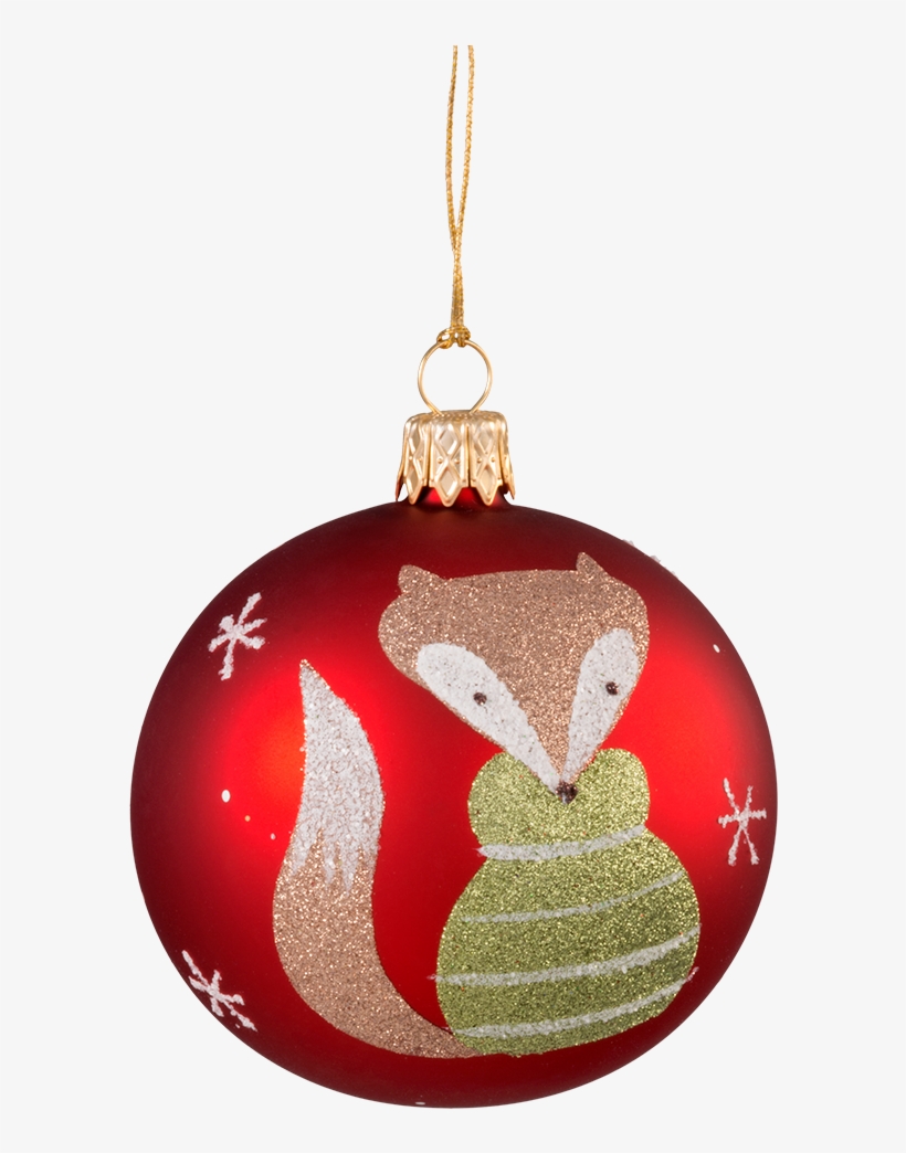 Christmas Ball Ornament Red With Fox, 7 Cm - Glaskugel Weihnachten Fuchs, transparent png