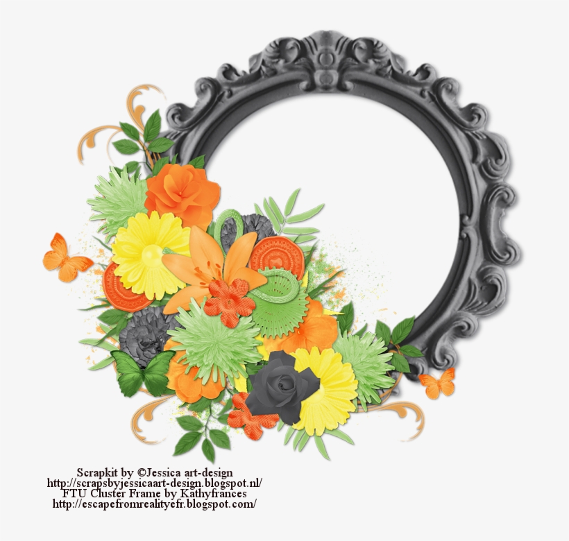 Ftu Cluster Frame Autumn Flowers - Floral Design, transparent png