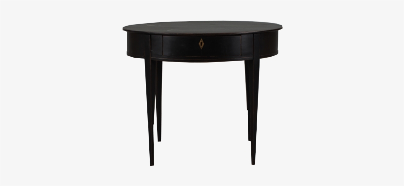 An Oval Shaped Black-painted Gustavian Table, One Drawer, - Table Vue De Face, transparent png