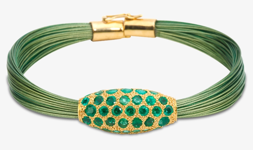 Pulsera De Hilos Acero Verde Con Oro Amarillo Y Pavé - Pulseras De Hilo Png, transparent png