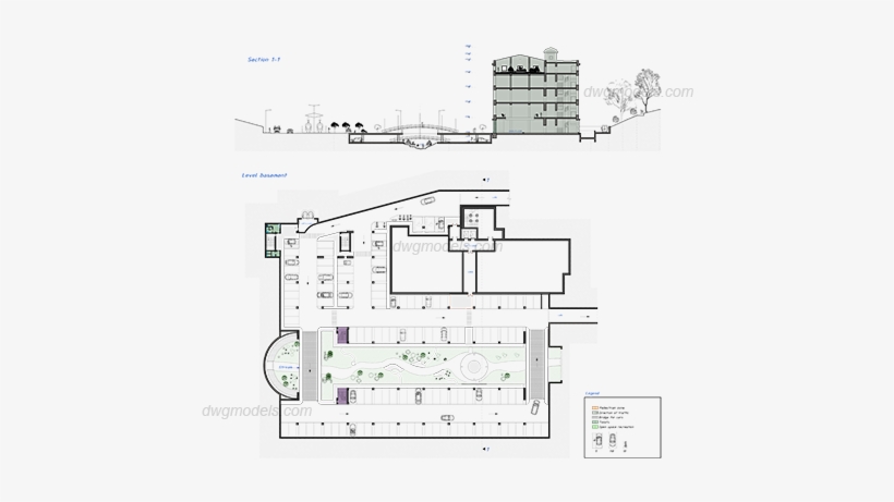 Parking With Section Street Dwg, Cad Blocks, Free Download - Floor Plan, transparent png