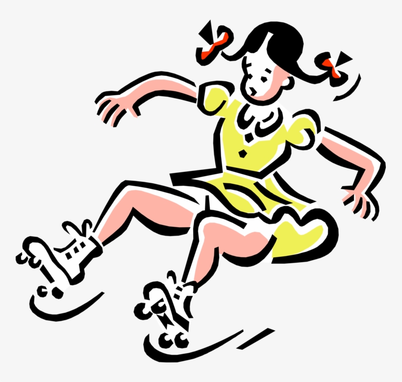 Vector Illustration Of 1950's Vintage Style Girl With - Roller Skater Girl Clipart, transparent png