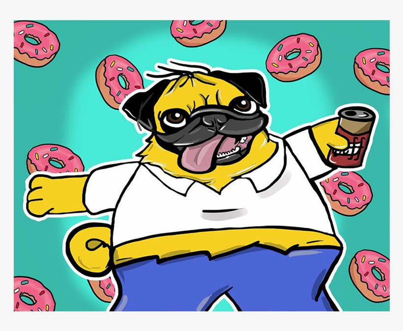 Homer Simpson Pug Print 11″ X 14″ - Homer Simpson Pug, transparent png