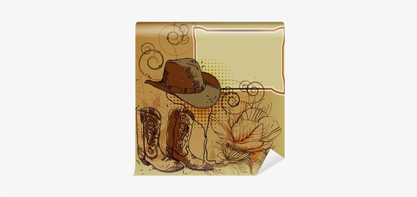 Vector Frame With A Cowboy Hat, Boots And Flowers Wall - Willie Nelson ...and Then I Wrote Vinyl Record, transparent png