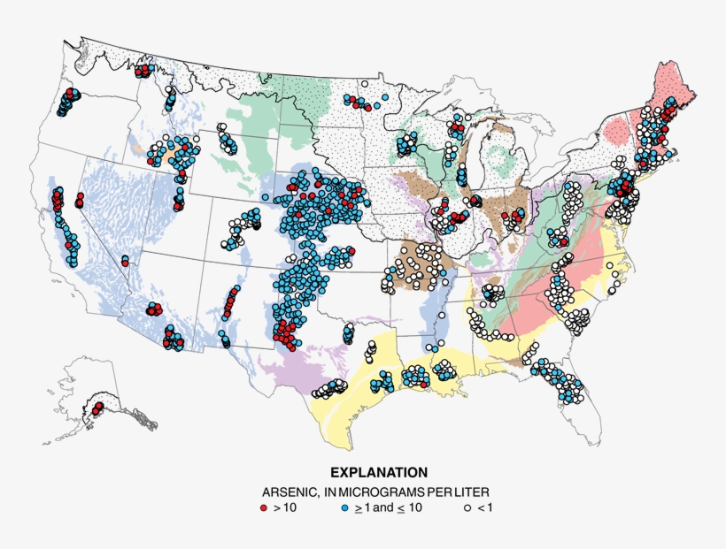 Concentrations Of Arsenic Were Greater Than The U - Map Of United States Environmental, transparent png