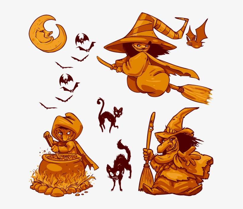 Cool Imagen De Brujas Cartoon De Halloween Muy Feas - Autocollants Muraux Me065 Sorcière 80 X 68 Cm, transparent png