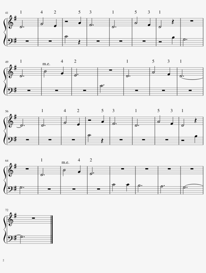 Ursinho Pimpão Sheet Music 2 Of 2 Pages - Chatterbox Rag - Easiest Piano Sheet Music For Beginner, transparent png