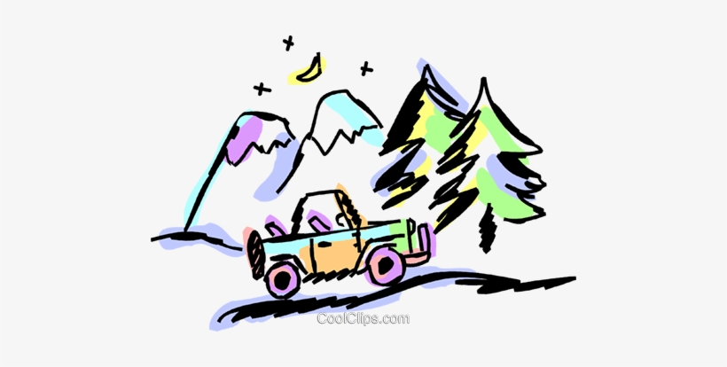 Jeep Parked By Mountains Royalty Free Vector Clip Art - Clip Art, transparent png