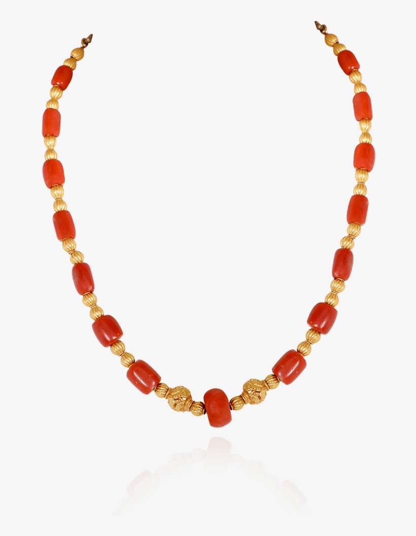 Coral Gold Bead Chain - Coral Beads Gold Chain, transparent png